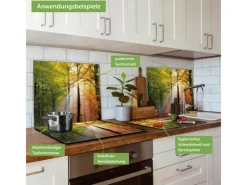 Sale Banjado Herdabdeckplatte Glas 1 Teilig 60x52CM Schneidebrett Herdabdeckung Mit Motiv Herbstwald
