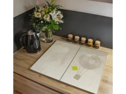 Banjado Kochfelder|Küchenrückwände<Herdabdeckplatte Glas 2 Teilig Je 30x52CM Schneidebrett Herdabdeckung Mit Motiv Flüchtiges Glück