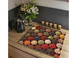Banjado Herdabdeckplatte Glas 2 Teilig Je 30x52CM Schneidebrett Herdabdeckung Mit Motiv Zutaten< Schneidebretter|Herdabdeckungen