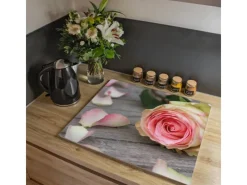 Banjado Herde|Kochfelder<Herdabdeckplatte Glas 1 Teilig 60x52CM Schneidebrett Herdabdeckung Mit Motiv Rosa Rose