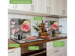 Banjado Herde|Kochfelder<Herdabdeckplatte Glas 1 Teilig 60x52CM Schneidebrett Herdabdeckung Mit Motiv Rosa Rose