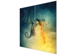 Banjado Herdabdeckplatte Glas 2 Teilig Je 30x52CM Schneidebrett Herdabdeckung Mit Motiv Drachen< Schneidebretter|Herdabdeckungen