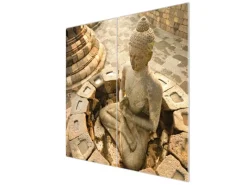 Best Banjado Herdabdeckplatte Glas 2 Teilig Je 30x52CM Schneidebrett Herdabdeckung Mit Motiv Sitzender Buddha
