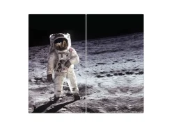 Outlet Banjado Herdabdeckplatte Glas 2 Teilig Je 30x52CM Schneidebrett Herdabdeckung Mit Motiv Astronaut