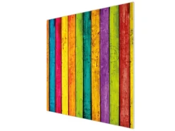 Outlet Banjado Herdabdeckplatte Glas 1 Teilig 60x52CM Schneidebrett Herdabdeckung Mit Motiv Bunte Holzlatten