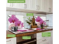 Outlet Banjado Herdabdeckplatte Glas 1 Teilig 60x52CM Schneidebrett Herdabdeckung Mit Motiv Orchidee