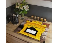 Best Banjado Herdabdeckplatte Glas 2 Teilig Je 30x52CM Schneidebrett Herdabdeckung Mit Motiv Historischer Postkasten