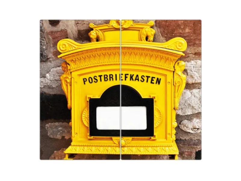 Best Banjado Herdabdeckplatte Glas 2 Teilig Je 30x52CM Schneidebrett Herdabdeckung Mit Motiv Historischer Postkasten