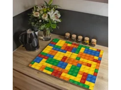 Banjado Herdabdeckplatte Glas 2 Teilig Je 30x52CM Schneidebrett Herdabdeckung Mit Motiv Bausteine< Herdabdeckungen|Herde