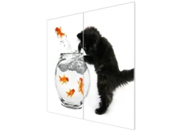 Online Banjado Herdabdeckplatte Glas 2 Teilig Je 30x52CM Schneidebrett Herdabdeckung Mit Motiv Katze Und Fisch