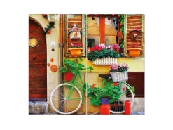Banjado Herde|Herdabdeckungen<Herdabdeckplatte Glas 2 Teilig Je 30x52CM Schneidebrett Herdabdeckung Mit Motiv Grünes Fahrrad