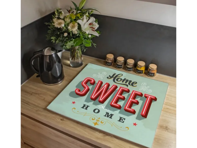 Banjado Herdabdeckplatte Glas 1 Teilig 60x52CM Schneidebrett Herdabdeckung Mit Motiv Home Sweet Home< Schneidebretter|Herdabdeckungen