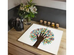 Sale Banjado Herdabdeckplatte Glas 2 Teilig Je 30x52CM Schneidebrett Herdabdeckung Mit Motiv We Are The World