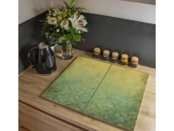 Banjado Herdabdeckplatte Glas 2 Teilig Je 30x52CM Schneidebrett Herdabdeckung Mit Motiv Vintage Messing< Schneidebretter|Herdabdeckungen