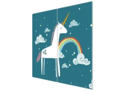 Banjado Herdabdeckungen|Herde<Herdabdeckplatte Glas 2 Teilig Je 30x52CM Schneidebrett Herdabdeckung Mit Motiv Einhorn