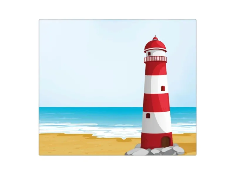 Banjado Schneidebretter|Herdabdeckungen<Herdabdeckplatte Glas 1 Teilig 60x52CM Schneidebrett Herdabdeckung Mit Motiv Leuchtturm Illustration