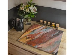 Sale Banjado Herdabdeckplatte Glas 2 Teilig Je 30x52CM Schneidebrett Herdabdeckung Mit Motiv Coloured Wood