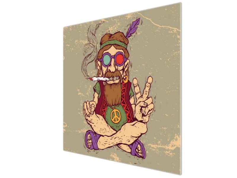 Banjado Schneidebretter|Herde<Herdabdeckplatte Glas 1 Teilig 60x52CM Schneidebrett Herdabdeckung Mit Motiv Peace