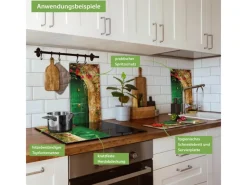 Banjado Herde|Herdabdeckungen<Herdabdeckplatte Glas 2 Teilig Je 30x52CM Schneidebrett Herdabdeckung Mit Motiv Ferienhaus