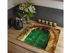 Banjado Herde|Herdabdeckungen<Herdabdeckplatte Glas 2 Teilig Je 30x52CM Schneidebrett Herdabdeckung Mit Motiv Ferienhaus