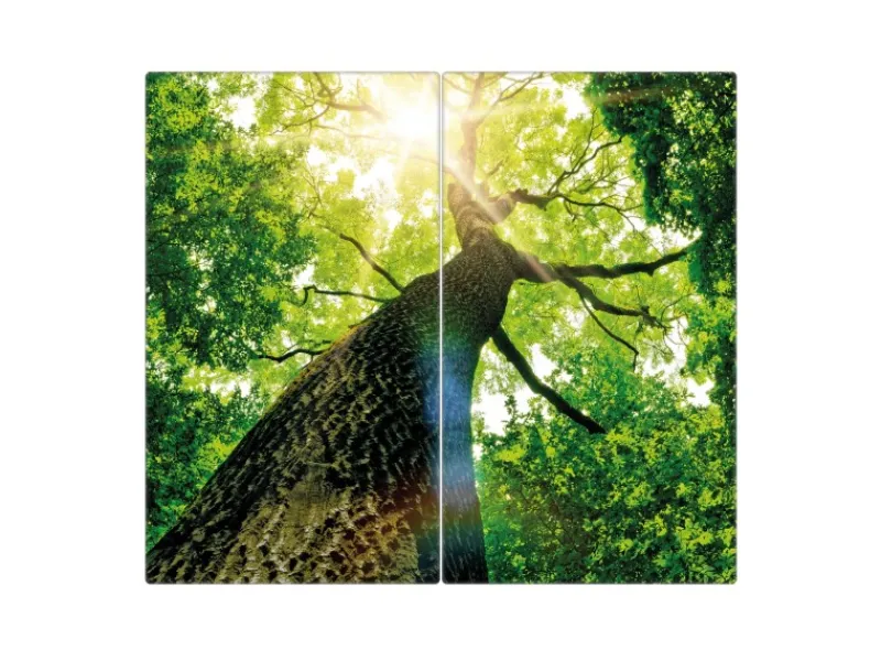 Outlet Banjado Herdabdeckplatte Glas 2 Teilig Je 30x52CM Schneidebrett Herdabdeckung Mit Motiv Baumkrone