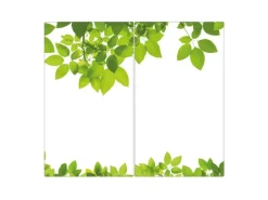 Banjado Schneidebretter|Herdabdeckungen<Herdabdeckplatte Glas 2 Teilig Je 30x52CM Schneidebrett Herdabdeckung Mit Motiv Rahmen Blätter