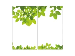 Banjado Schneidebretter|Herdabdeckungen<Herdabdeckplatte Glas 2 Teilig Je 30x52CM Schneidebrett Herdabdeckung Mit Motiv Rahmen Blätter