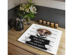 Banjado Herdabdeckplatte Glas 1 Teilig 60x52CM Schneidebrett Herdabdeckung Mit Motiv Bad Dog Jack Russel< Schneidebretter|Herdabdeckungen