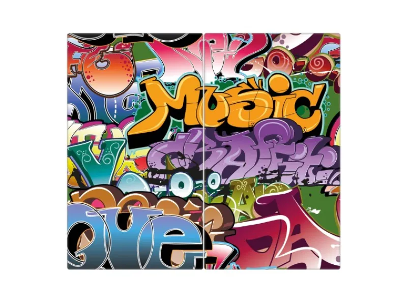 Banjado Herde|Kochfelder<Herdabdeckplatte Glas 2 Teilig Je 30x52CM Schneidebrett Herdabdeckung Mit Motiv Graffiti