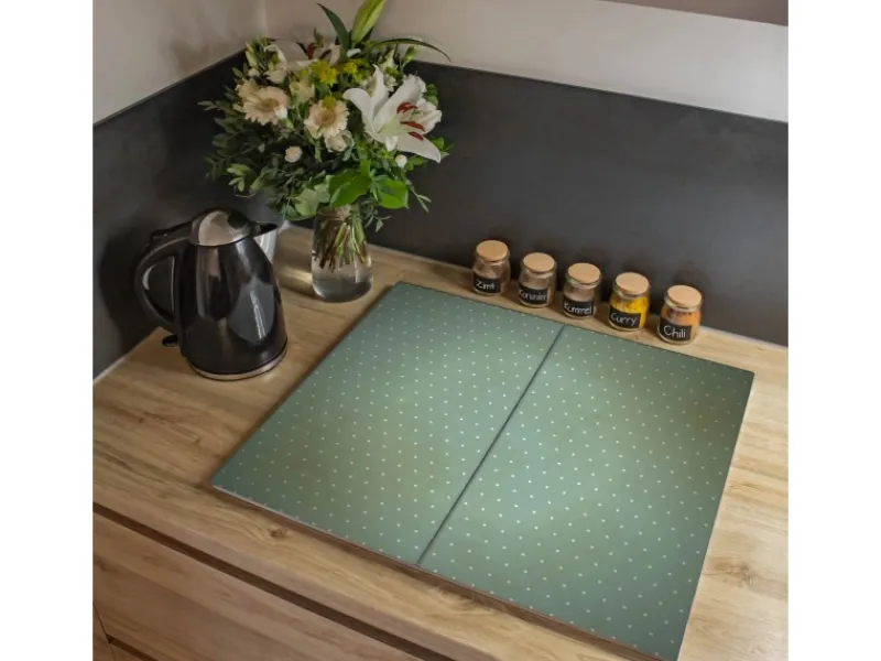 Clearance Banjado Herdabdeckplatte Glas 2 Teilig Je 30x52CM Schneidebrett Herdabdeckung Mit Motiv Punkte Im Focus