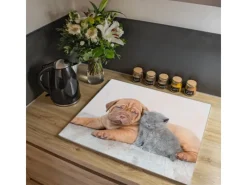 Sale Banjado Herdabdeckplatte Glas 1 Teilig 60x52CM Schneidebrett Herdabdeckung Mit Motiv Hund Und Katze