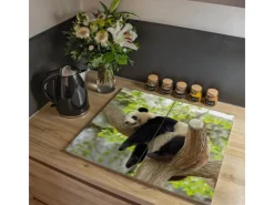 Banjado Herdabdeckplatte Glas 2 Teilig Je 30x52CM Schneidebrett Herdabdeckung Mit Motiv Panda< Herde|Kochfelder