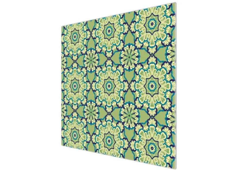 Banjado Kochfelder<Herdabdeckplatte Glas 1 Teilig 60x52CM Schneidebrett Herdabdeckung Mit Motiv Kaleidoscop Grün