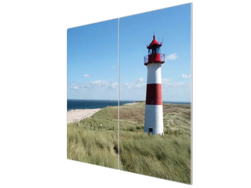 Online Banjado Herdabdeckplatte Glas 2 Teilig Je 30x52CM Schneidebrett Herdabdeckung Mit Motiv Leuchtturm