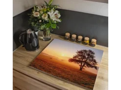 Discount Banjado Herdabdeckplatte Glas 1 Teilig 60x52CM Schneidebrett Herdabdeckung Mit Motiv Sonnenaufgang