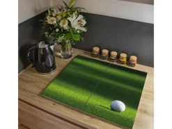 Banjado Herdabdeckplatte Glas 2 Teilig Je 30x52CM Schneidebrett Herdabdeckung Mit Motiv Einsamer Golfball