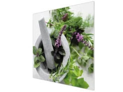 Banjado Herdabdeckungen|Schneidebretter<Herdabdeckplatte Glas 1 Teilig 60x52CM Schneidebrett Herdabdeckung Mit Motiv Kräuter