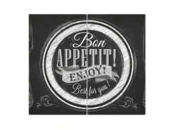 Banjado Schneidebretter|Herdabdeckungen<Herdabdeckplatte Glas 2 Teilig Je 30x52CM Schneidebrett Herdabdeckung Mit Motiv Bon Appetit