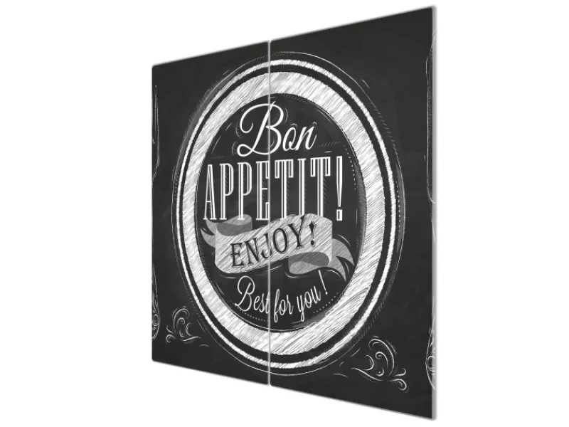 Banjado Schneidebretter|Herdabdeckungen<Herdabdeckplatte Glas 2 Teilig Je 30x52CM Schneidebrett Herdabdeckung Mit Motiv Bon Appetit