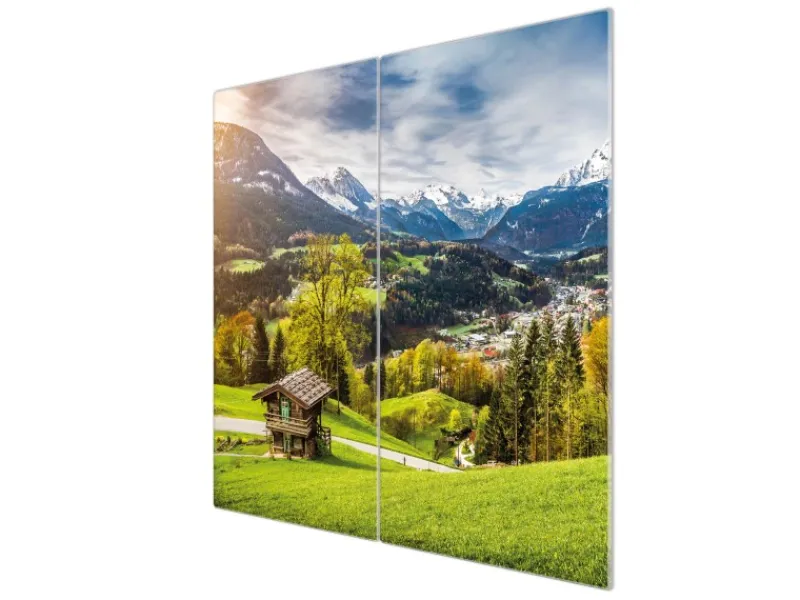 Banjado Schneidebretter|Herdabdeckungen<Herdabdeckplatte Glas 2 Teilig Je 30x52CM Schneidebrett Herdabdeckung Mit Motiv Berchtesgadener Land