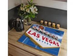 Hot Banjado Herdabdeckplatte Glas 1 Teilig 60x52CM Schneidebrett Herdabdeckung Mit Motiv Las Vegas