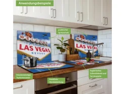 Hot Banjado Herdabdeckplatte Glas 1 Teilig 60x52CM Schneidebrett Herdabdeckung Mit Motiv Las Vegas
