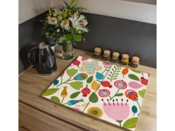 Banjado Herde|Kochfelder<Herdabdeckplatte Glas 2 Teilig Je 30x52CM Schneidebrett Herdabdeckung Mit Motiv Blumen Naiv