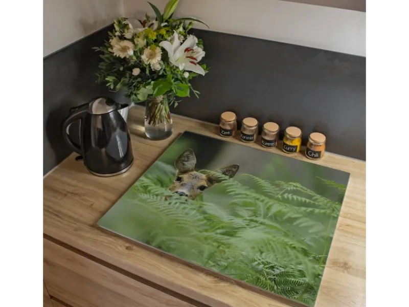 Discount Banjado Herdabdeckplatte Glas 1 Teilig 60x52CM Schneidebrett Herdabdeckung Mit Motiv Reh