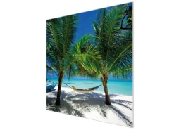 Sale Banjado Herdabdeckplatte Glas 1 Teilig 60x52CM Schneidebrett Herdabdeckung Mit Motiv Strand