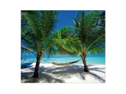 Sale Banjado Herdabdeckplatte Glas 1 Teilig 60x52CM Schneidebrett Herdabdeckung Mit Motiv Strand