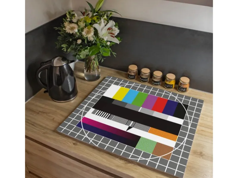 Banjado Herdabdeckplatte Glas 1 Teilig 60x52CM Schneidebrett Herdabdeckung Mit Motiv Testbild< Schneidebretter|Herdabdeckungen