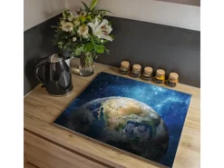 Banjado Herdabdeckplatte Glas 1 Teilig 60x52CM Schneidebrett Herdabdeckung Mit Motiv Erdkugel< Herde|Herdabdeckungen