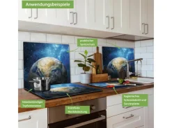 Banjado Herdabdeckplatte Glas 1 Teilig 60x52CM Schneidebrett Herdabdeckung Mit Motiv Erdkugel< Herde|Herdabdeckungen