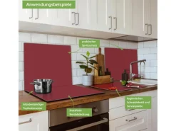 Best Banjado Herdabdeckplatte Glas 1 Teilig 60x52CM Schneidebrett Herdabdeckung Mit Motiv Burgund